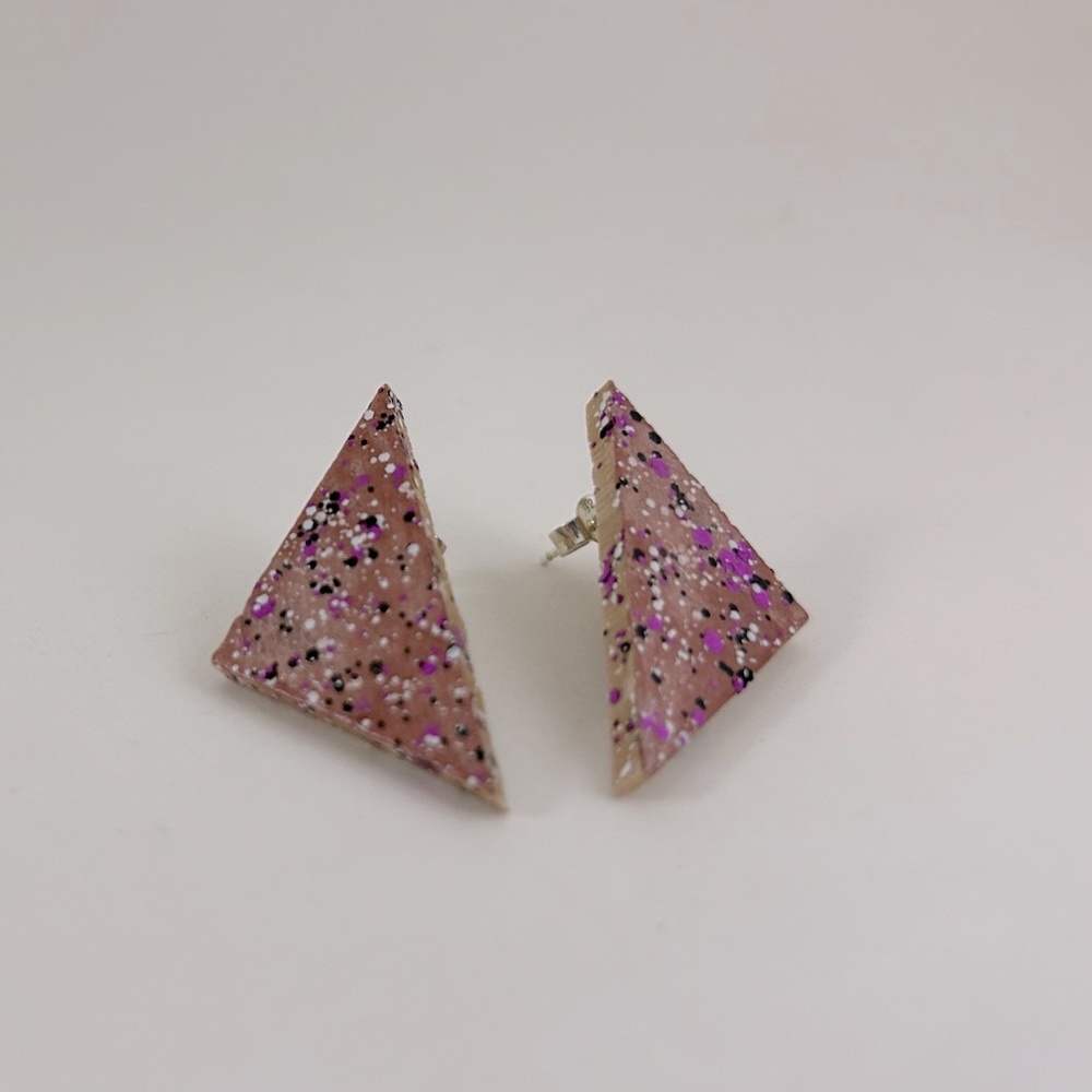 Wooden painted stud earrings